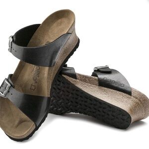Birkenstock Papillio Black Two-Strap Cork Footbed Sandals